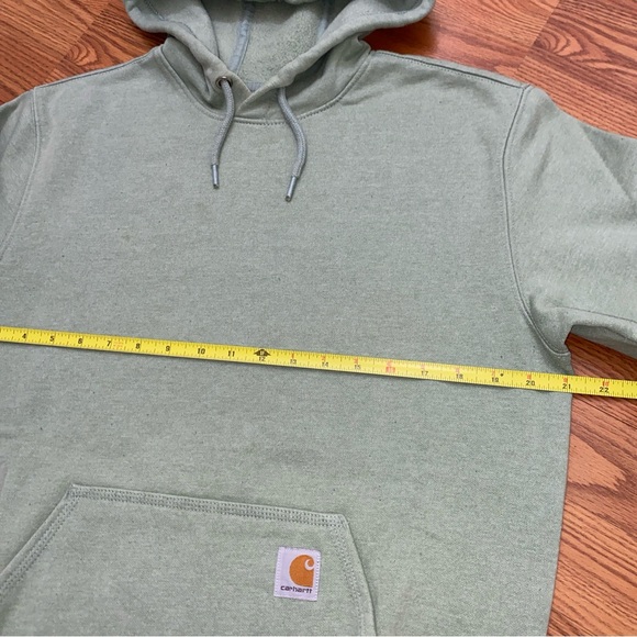 Carhartt Sage Green Hoodie with Navy Sleeve Logo Size S Outdoor Streetwear - Picture 6 of 7